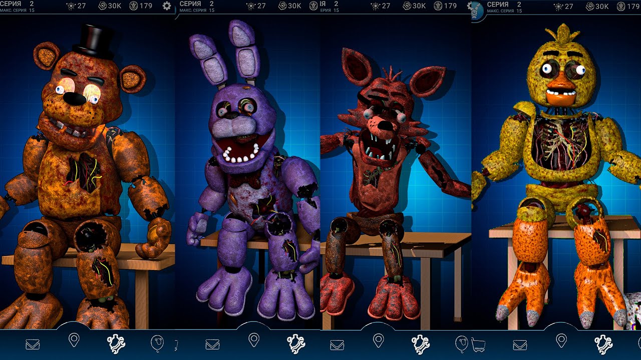 FNAF AR - Damaged Animatronics VOL #1 -FULL Workshop animations! 